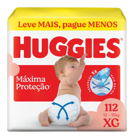 Huggies Fralda Descartável Máxima Proteção XG 112 Unidades