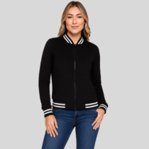Jaqueta Feminina Bomber Listras Zíper Matelassê