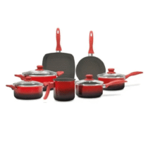 Jogo 7 Panelas Antiaderente Brinox Ceramic Life Smart Easy Vermelho
