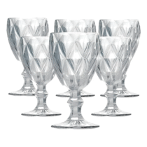 Jogo De Taças Diamante De Vidro 6 Peças 340ml