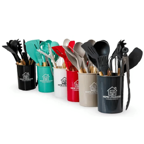 Kit 12 Peças Utensílios Silicone Colher Espátula Concha
