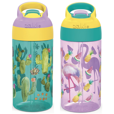 Kit 2 Garrafas de Água com Canudo Infantil Resistente Zak Desert Life 473ml cada