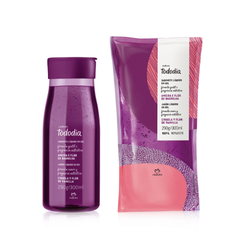 Kit 2 Produtos Sabonete Líquido Gel Tododia Ameixa e Flor de Baunilha + Refil