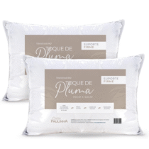 Kit 2 Travesseiros Toque de Pluma Pena Firme Percal 180 Fios 70x50cm Lavável, Antiácaro e Antialérgico