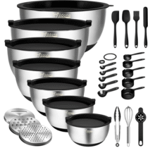 Kit 27 Peças Wildone – Tigelas Inox com tampas, raladores e base antiderrapante