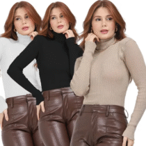 Kit 3 Blusas Cacharrel Feminina Casaco Blusa De Frio Tricô