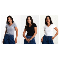 Kit 3 Camisetas Femininas Malha Polo Wear Sortido