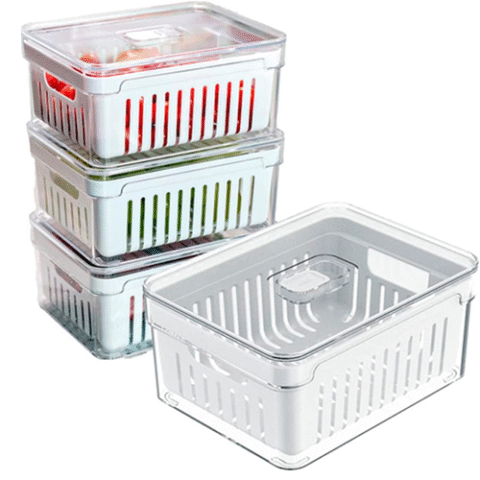Kit 4 Organizadores Geladeira Armário Cozinha 2,2L ‎Tkwser