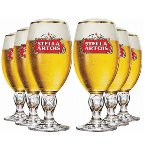 Kit 6 Taças de Cristal Stella Artois Belgium Ruvolo 315ml