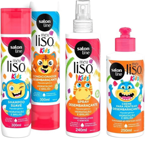 Kit Salon Line Meu Lisinho Kids com Shampoo + Condicionador + Creme para Pentear + Spray Desembaraçante