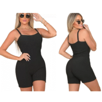 Macaquinho Fitness Feminino Curto Canelado (4 Cores)