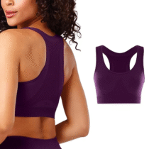 Mash Top Feminino Academia Alta Sustentação Sem Costura Fitness Elastano Berinjela