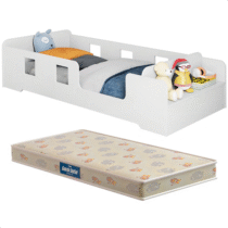 Mini Cama Montessoriana com Sapateira e Grade Proteção + Colchão Infantil D20