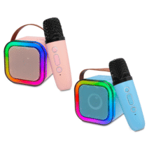 Mini Karaokê Caixa de Som Bluetooth Luzes LED Dinâmicas + Microfone sem fio