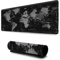 Mouse Pad Gamer Profissional Grande Confortavél Anti Derrapante 90cm x 40cm Mapa Mundi Preto