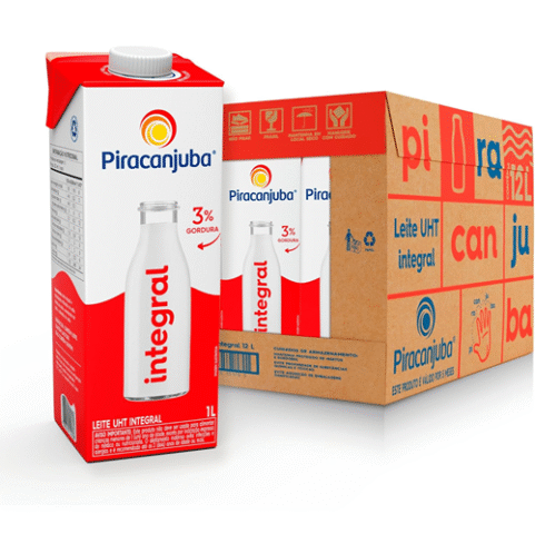 Pack 12 Unidades Leite Integral Piracanjuba 1L