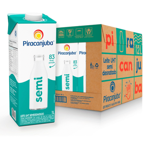 Pack 12 Unidades Leite Semidenatado Piracanjuba 1L
