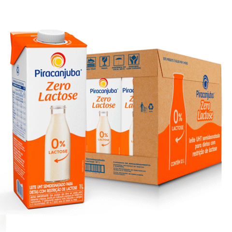 Pack 12 Unidades Leite Semidenatado Piracanjuba Zero Lactose 1L