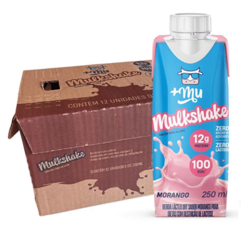 Pack 12 unidades +Mu Mulkshake Bebida Proteica Morango 250ml