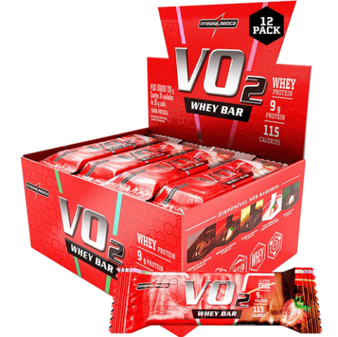 Pack 12 Unidades Whey Bar VO2 Morango Integralmedica 360g