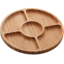 Petisqueira de Bambu com 5 Divisórias Round 25cm Lyor