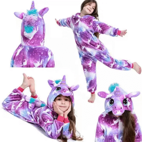 Pijama Unicórnio Infantil Macacão Kigurumi Menina
