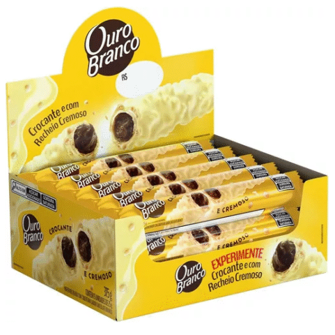 Stick de Wafer Recheado Ouro Branco 25g Display 15 Unidades