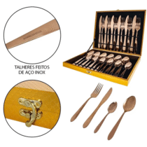 Faqueiro Talheres 24 Peças Inox Luxo Rose Com Maleta Alira home