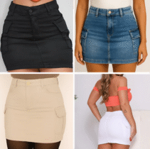 Saia Cargo Feminina Cintura Alta Com Lycra Levanta Bumbum