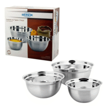 Conjunto de Tigelas Inox 3 Peças Suprema Brinox Aço Inox