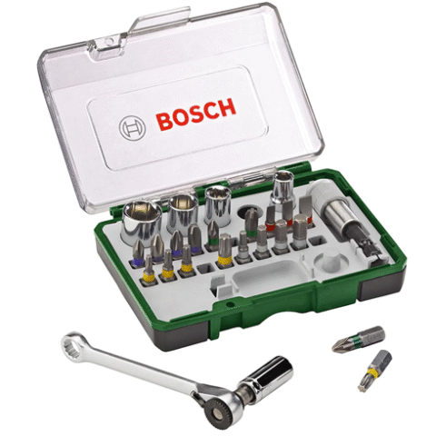 Bosch Kit de Pontas e Soquetes para parafusar com 27 peças