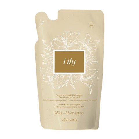 Refil Creme Acetinado Hidratante Corporal Para Pele Lily 250g
