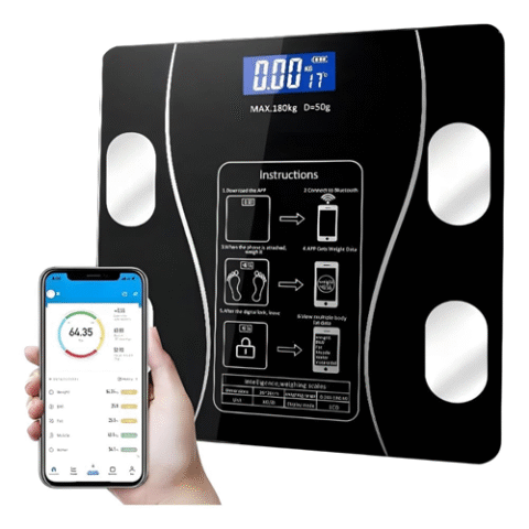 Balança Corporal Bioimpedância Inteligente Digital Aplicativo para Análise Corporal Medição de Gordura Peso Até 180kg
