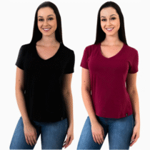 Kit 5 Camisetas Feminina Babylook Básica Algodão Gola V By Zaroc