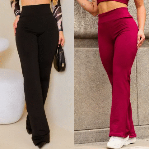 Calça Legging Flare Bailarina Leg Boca De Sino Cintura Alta