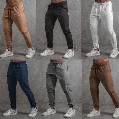 Calça Jogger Masculina Tactel Slim Fit Com Zíper