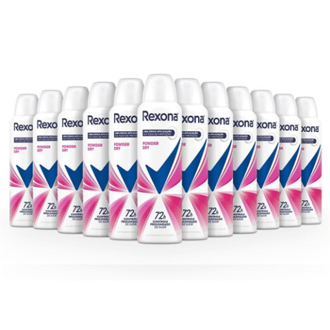 Rexona 12 Unidades Desodorante Antitranspirante Aerossol Powder Dry 150ml