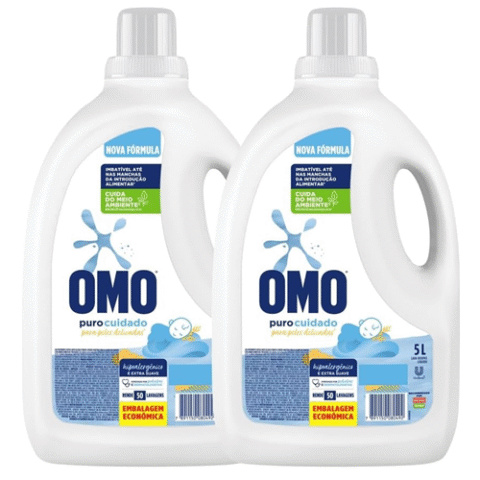 Omo 2 Unidades Det Líquido Puro cuidado 5L
