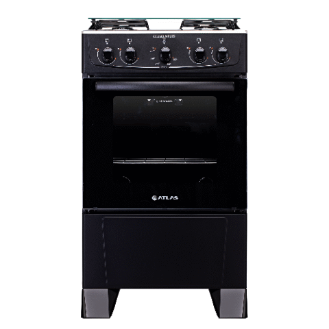 Fogão 4 Bocas Preto com Mesa Inox Atlas Coliseum Plus