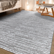 Tapete Sala Artesanal Jacquard Antiderrapante 2,00m x 1,40m Emborrachado Mescla Cinza