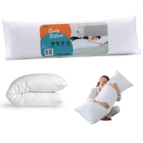 Travesseiro Fastlar Inteligente Body Pillow 130cm x 40cm Fibra Siliconada Com Zíper & Fronha Branco