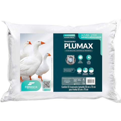 Travesseiro Plumax Percal Lavavel Toque de Pluma Fibrasca