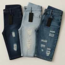 Kit 3 Bermudas Jeans Masculinas Rasgadas Premium Best Jeans