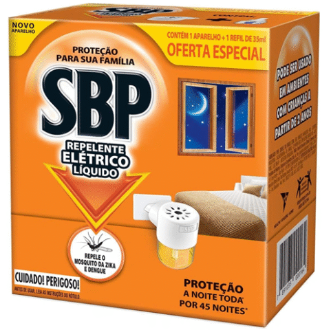SBP Repelente Elétrico Líquido 45 Noites Novo Aparelho + Refil