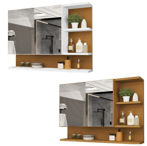 Armario Espelheira Para Banheiro com Porta de Espelho (3 cores)