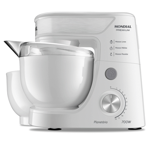 Batedeira Planetária Mondial 700W Branco/Inox 110V