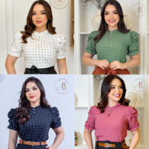 Blusa Social Estilosa Moda Evangélica com Botão Elegante