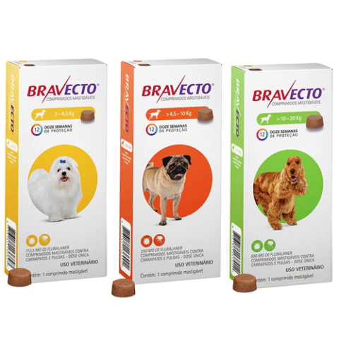 Bravecto Antipulgas e Carrapatos 1 Comprimido para Cães