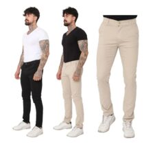 Calça De Sarja Masculina com Bolso Skinny Com Elastano (2 cores)