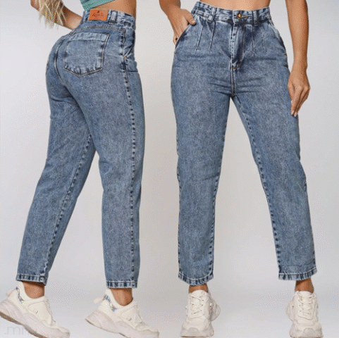 Calça Jeans Moom Luxo Feminina Cos Alto 100% .MM (2 cores)